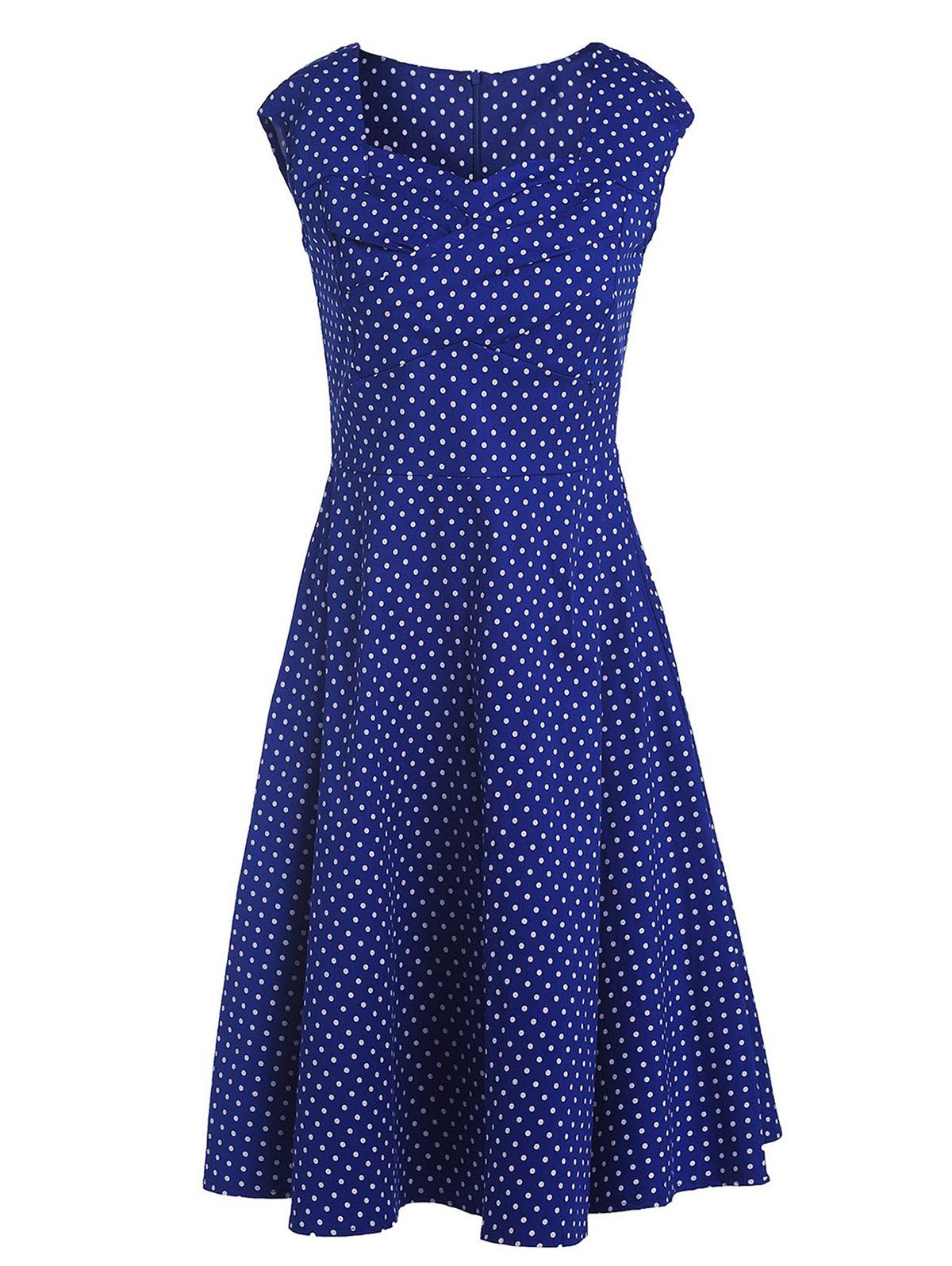 [15% OFF] Sleeveless Polka Dot A Line Pin Up Dress | Rosegal