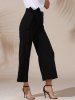 Trendy Mid Waist Solid Color Self Tie Belt Loose Ankle Length Pants For Women -  