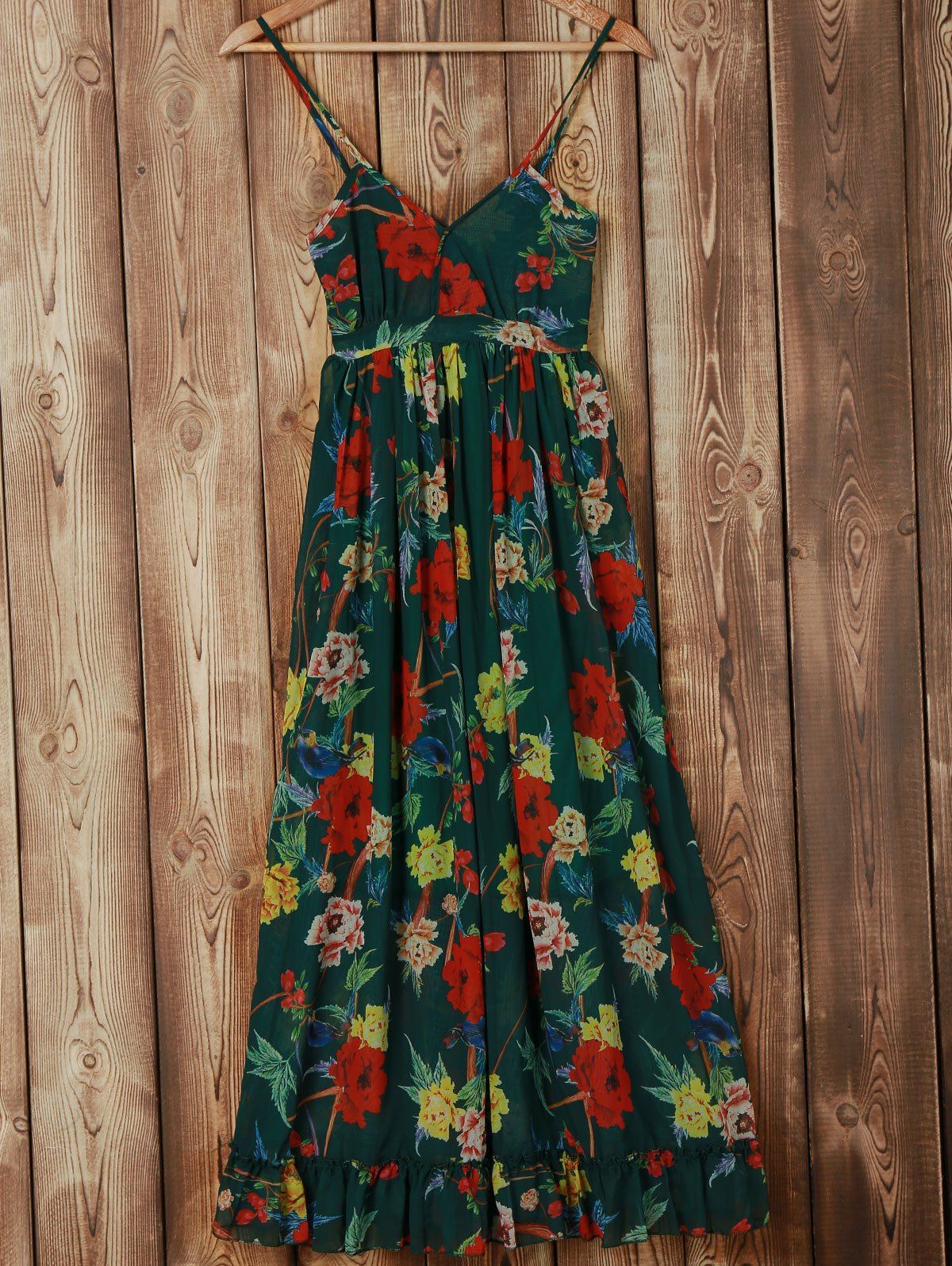 [29% OFF] Bohemian Spaghetti Strap Floral Print Women's Chiffon Dress ...