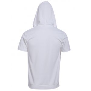 White Xl Zipper Fly Front Pocket Hooded White Short Sleeve Hoodie ...