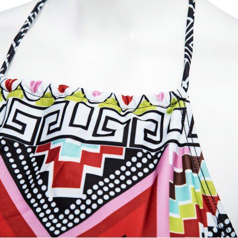 2019 halter high neck geometrical print boho bikini set