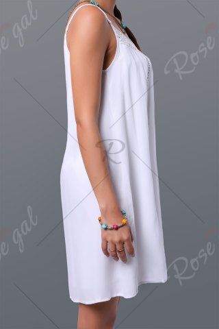 Spaghetti Strap Lace Splicing Sleeveless Shift Babydoll Dress