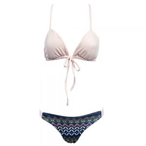 

Spaghetti Strap Macrame Back Printed Bikini Set, Orangepink