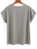 Casual Rolled Sleeve Lettering Women's Grey T-Shirt -  