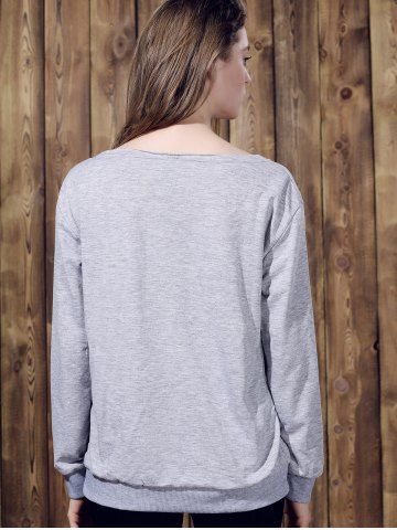 

Fashionable Skew Neck Long Sleeve Letter Pattern Christmas Sweatshirt For Women, Gray