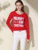Stylish Scoop Neck Long Sleeve Snowflake and Letter Pattern Women's Christmas Sweatshirt -  