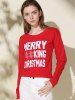 Stylish Scoop Neck Long Sleeve Snowflake and Letter Pattern Women's Christmas Sweatshirt -  