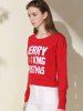 Stylish Scoop Neck Long Sleeve Snowflake and Letter Pattern Women's Christmas Sweatshirt -  
