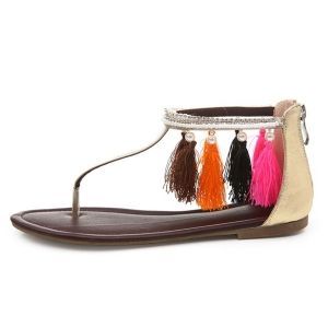 gold tassel sandals