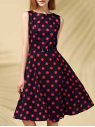 2019 vintage polka dot fit and flare skater dress