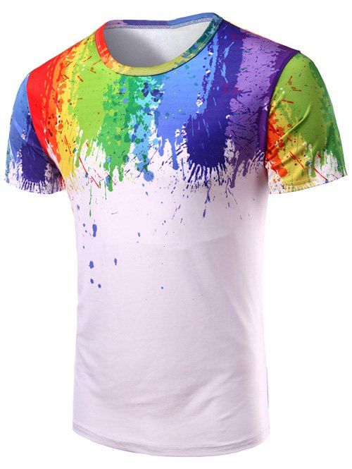 2018 3d Splatter Paint Print Short Sleeve T-shirt In ...