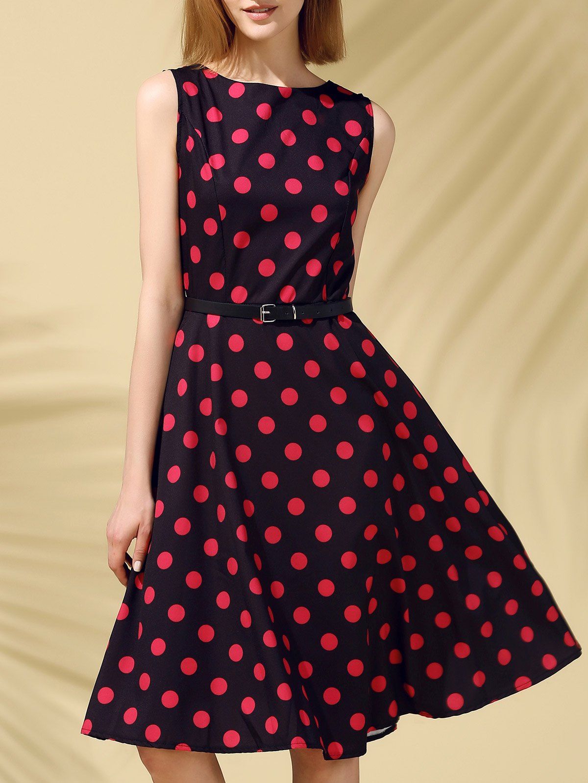 [40% OFF] Retro Style Polka Dot Fit And Flare Dress | Rosegal