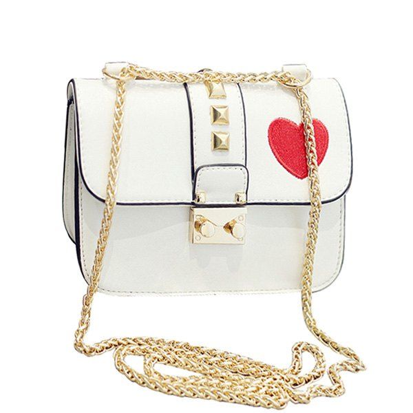 2018 Stylish Chain And Hasp Design Crossbody Bag For Women In White