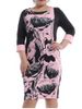 Casual Plus Size Jewel Neck Printed 3/4 Sleeve Shift Dress For Women -  