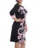 Casual Plus Size Jewel Neck Printed 3/4 Sleeve Shift Dress For Women -  