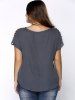 Plus Size V Neck Ripped Sleeve Tee -  