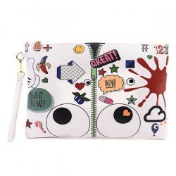 Stylish Zip and Print Design Clutch Bag For Women