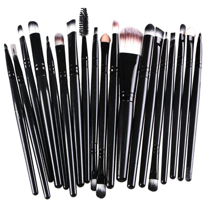 

Stylish 20 Pcs Multifunction Plastic Handle Nylon Makeup Brushes Set, Black