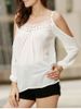 Sexy Strappy Hollow Out Lace Splicing  Long Sleeve Blouse For Women -  