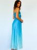 Strapless Bandeau Ombre Bandage Maxi Holiday Dress -  
