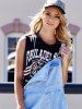 Tiger Letter Print Cotton Cropped Tank Top -  