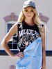 Tiger Letter Print Cotton Cropped Tank Top -  