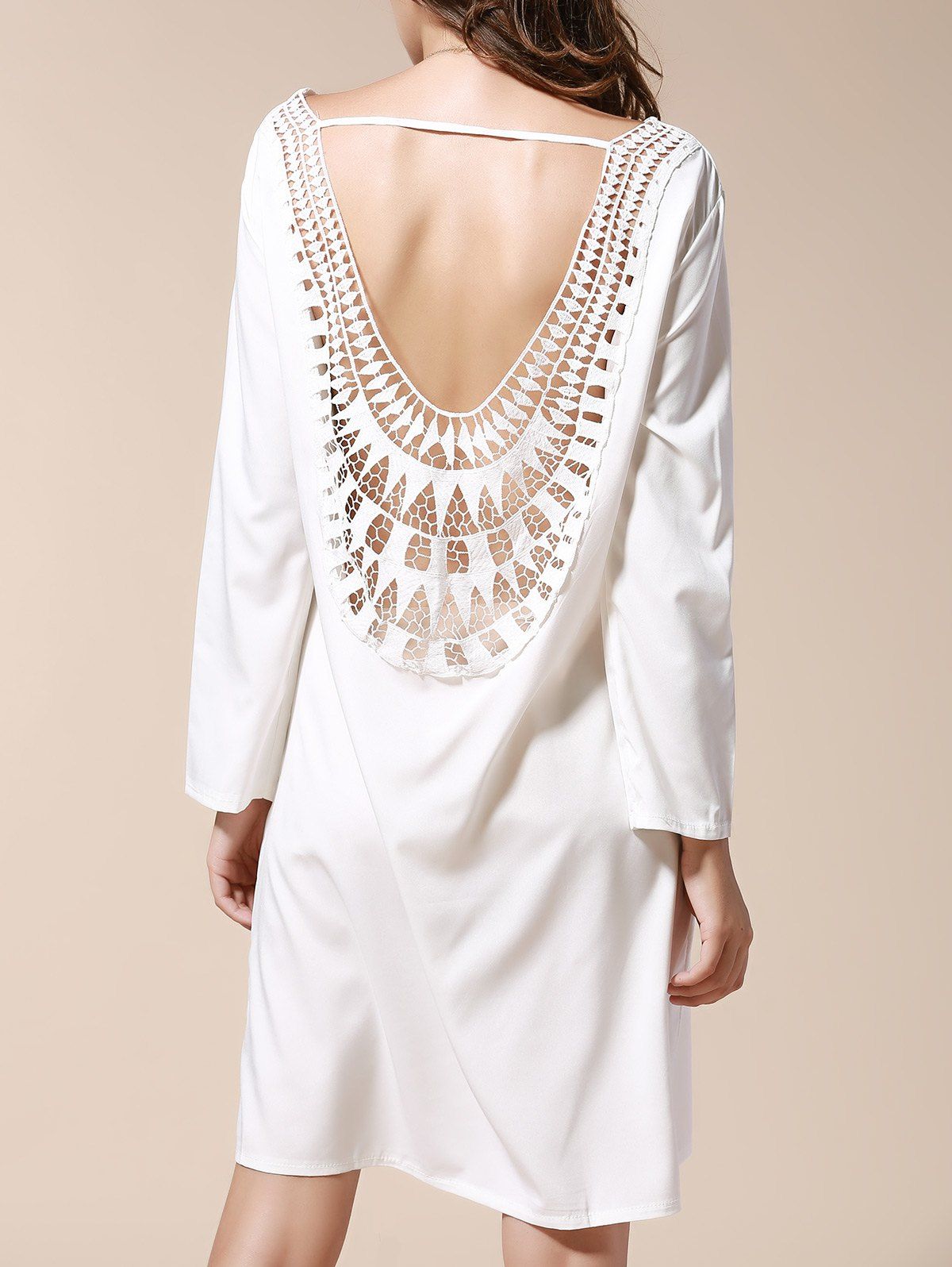 [43 OFF] Backless Long Sleeve Shift Dress Rosegal