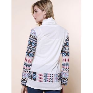 Button Embellished Long Sleeve Printed Sweatshirt