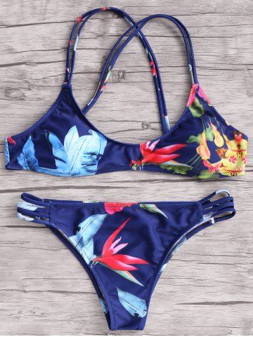 Off Trendy Spaghetti Strap Floral Print Women S Bikini Set Rosegal