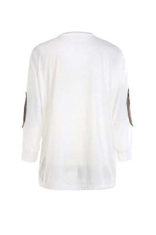 

Casual V-Neck Letter Embroidery Long Sleeve T-Shirt For Women, White