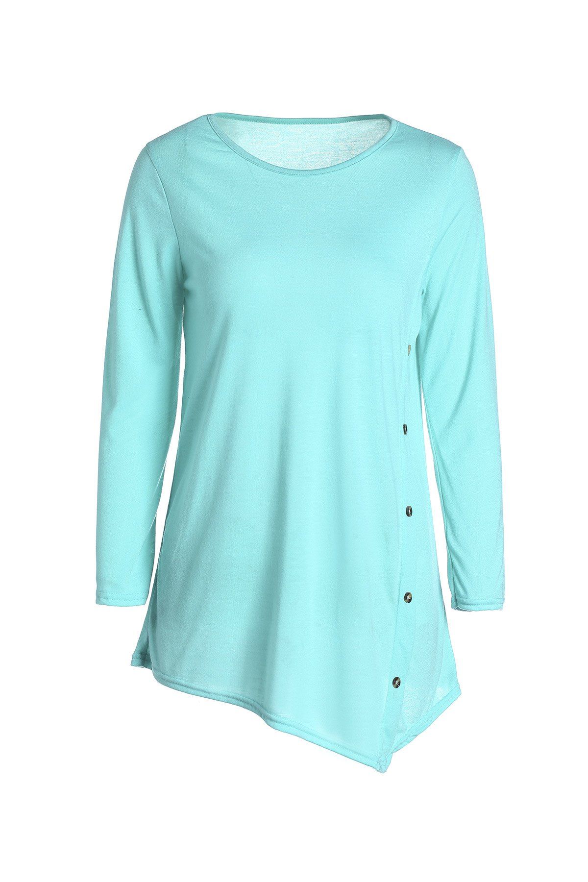 

Casual Scoop Neck Solid Color Nine-Minute Sleeves T-Shirt For Women, Green