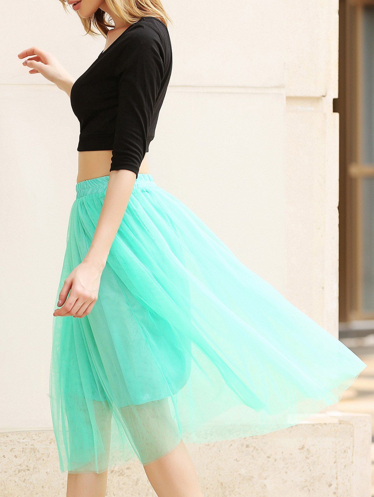 [55 OFF] Elastic Waist Puff Five Layers Tulle Skirt Rosegal