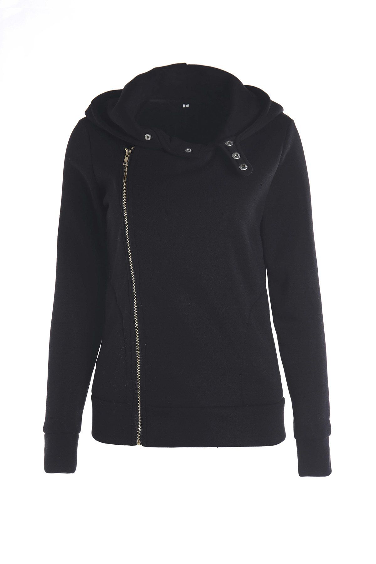 

Stylish Solid Color Long Sleeves Hoodie For Women, Black
