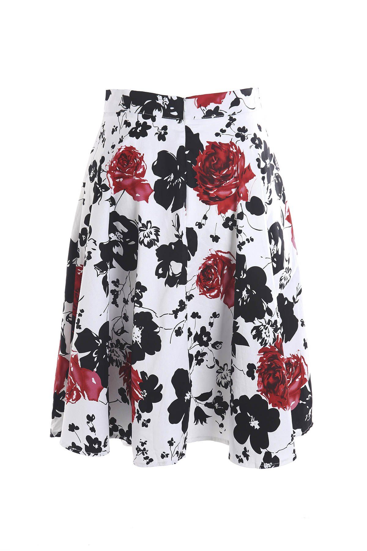 [27% OFF] Vintage Style High-Waisted Floral Print A-Line Women's Skirt