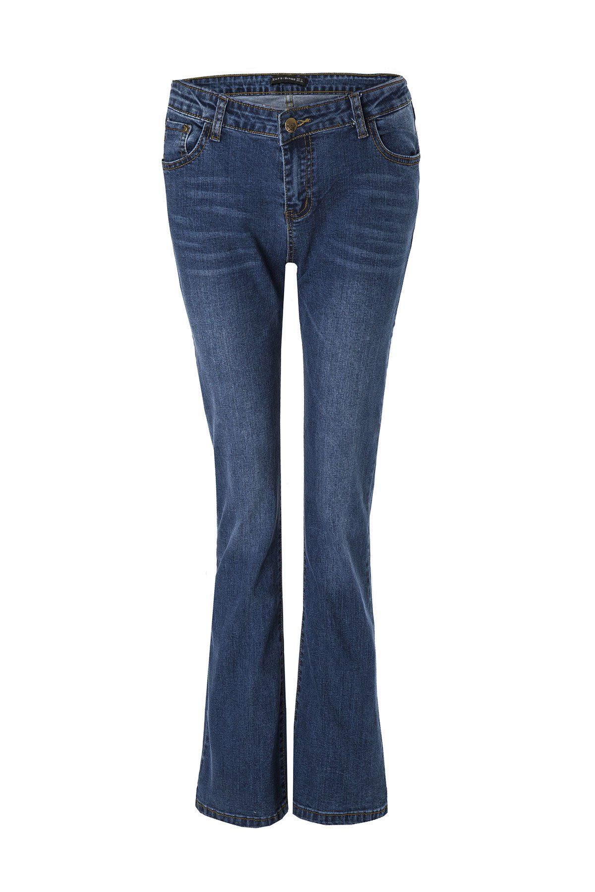 [25% OFF] Stylish Mid-Waisted Boot Cut Deep Blue Women's Jeans | Rosegal