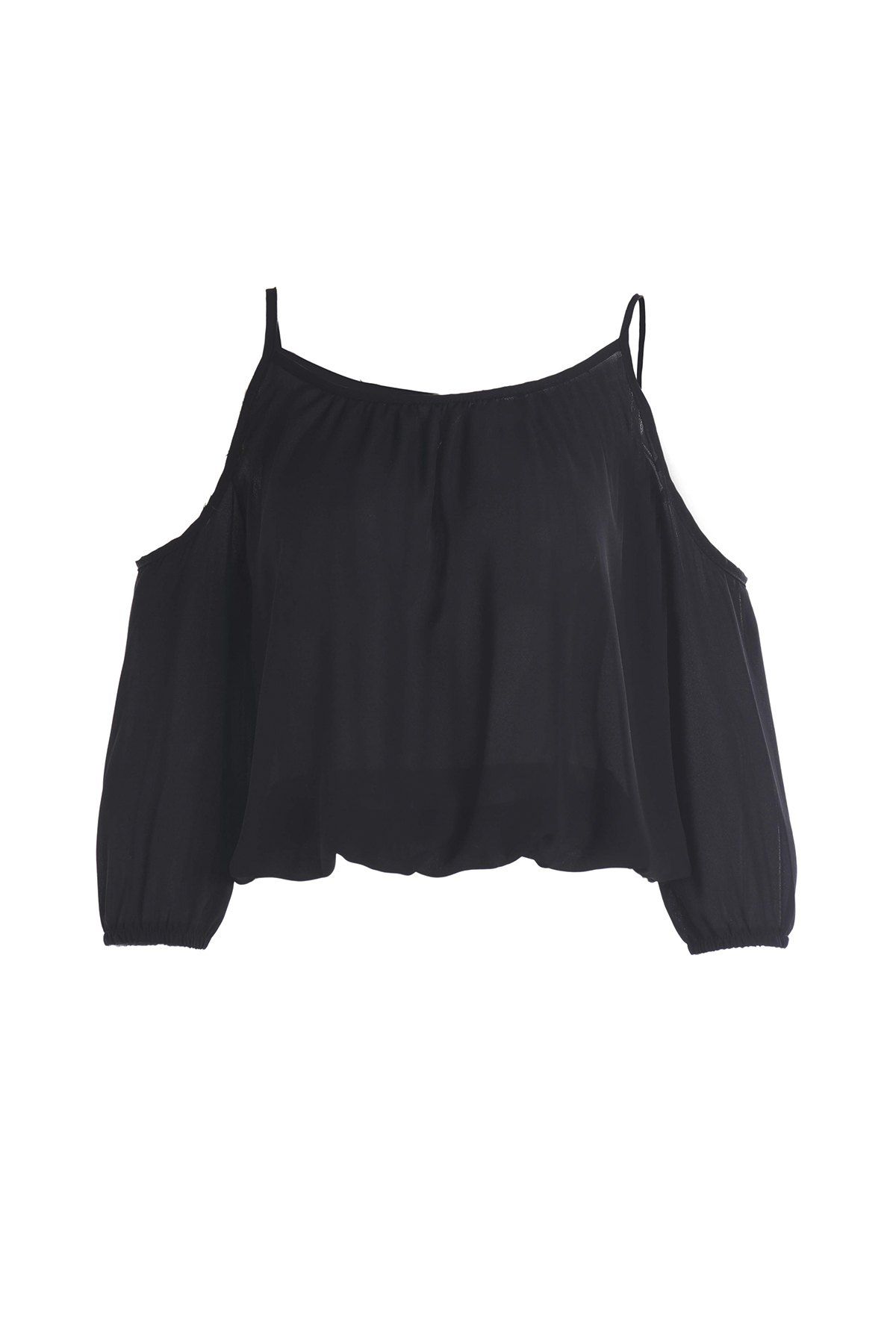 [21% OFF] Spaghetti Strap Black Half Sleeve T-Shirt For Women | Rosegal