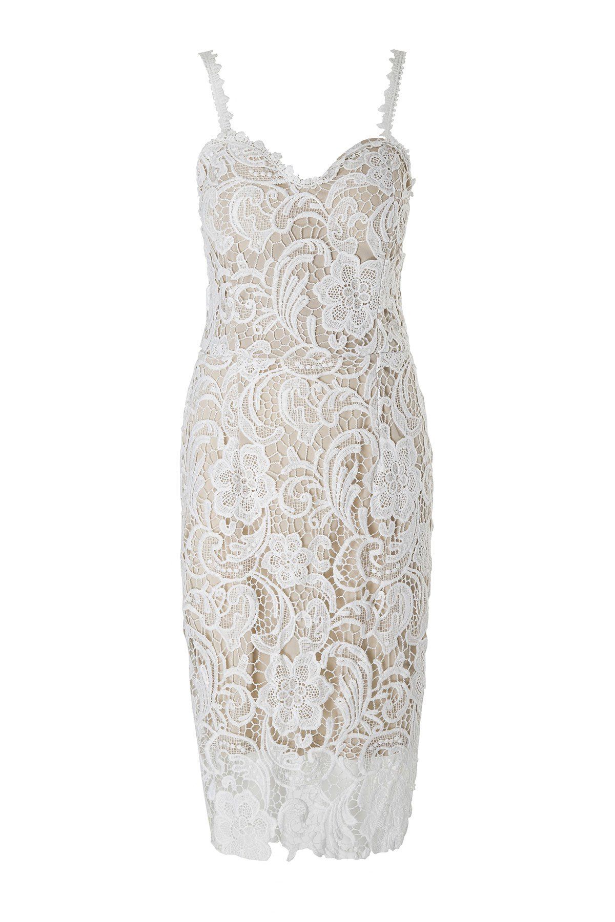 White Xl Tight Lace Embroidered Hollow Out Prom Dress | RoseGal.com
