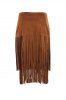 Stylish Multi-Layered Fringe Solid Color Suede Skirt For Women -  