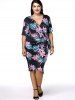 Plus Size Hawaiian Floral Short Sleeve Wrap Dress -  