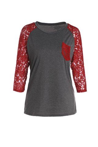 Lace Splicing Long Sleeve T Shirt