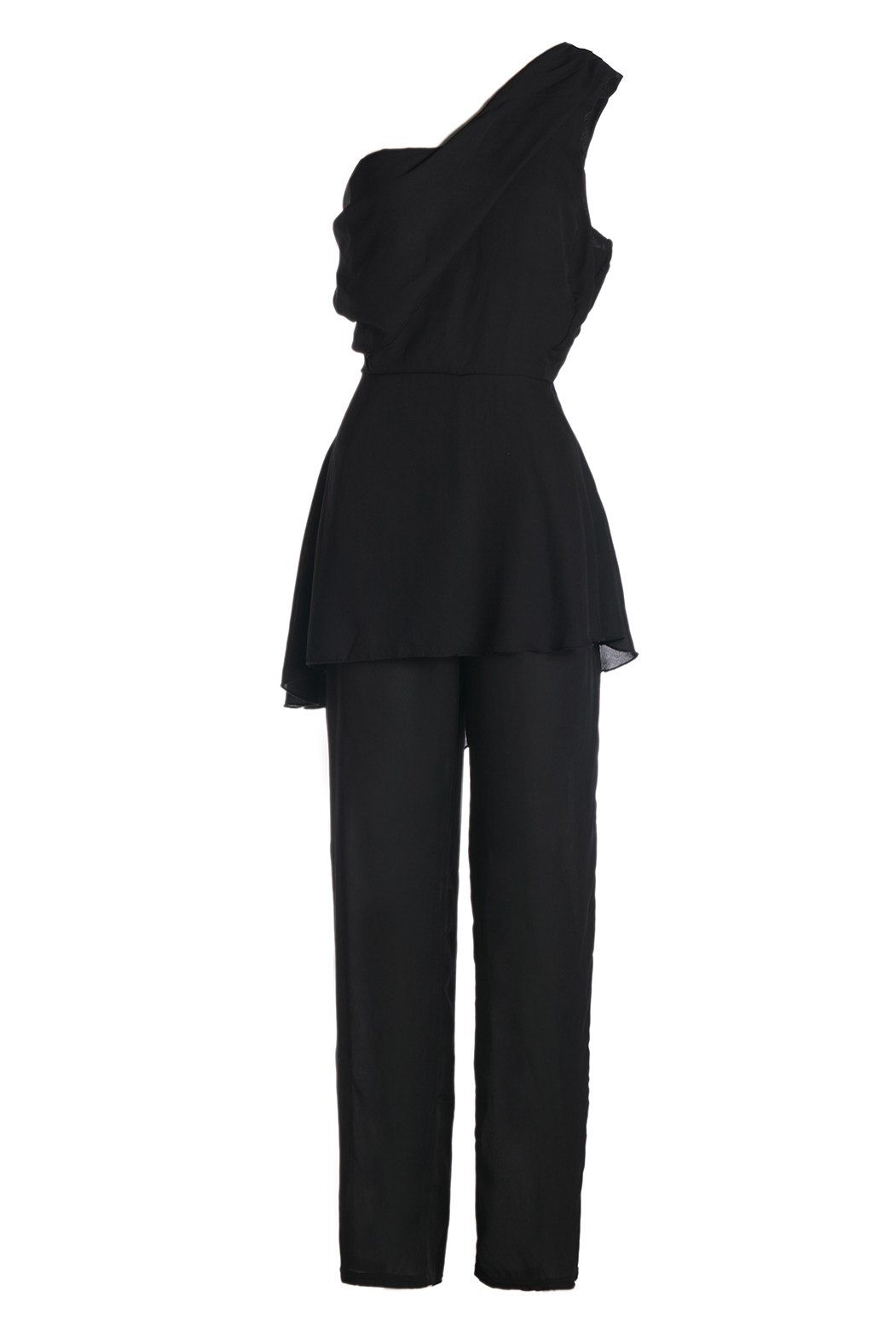 Black 2xl One Shoulder Sleeveless Dressy Jumpsuit | Rosegal.com