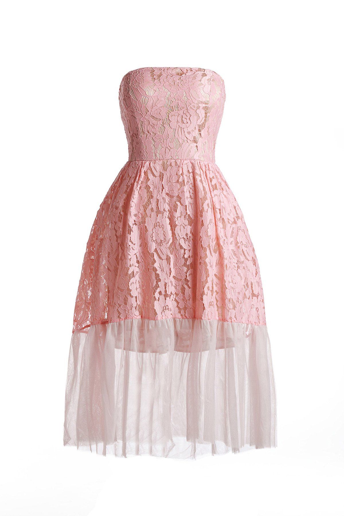 Buy Strapless Midi Lace Sleeveless Homecoming Prom Dress  