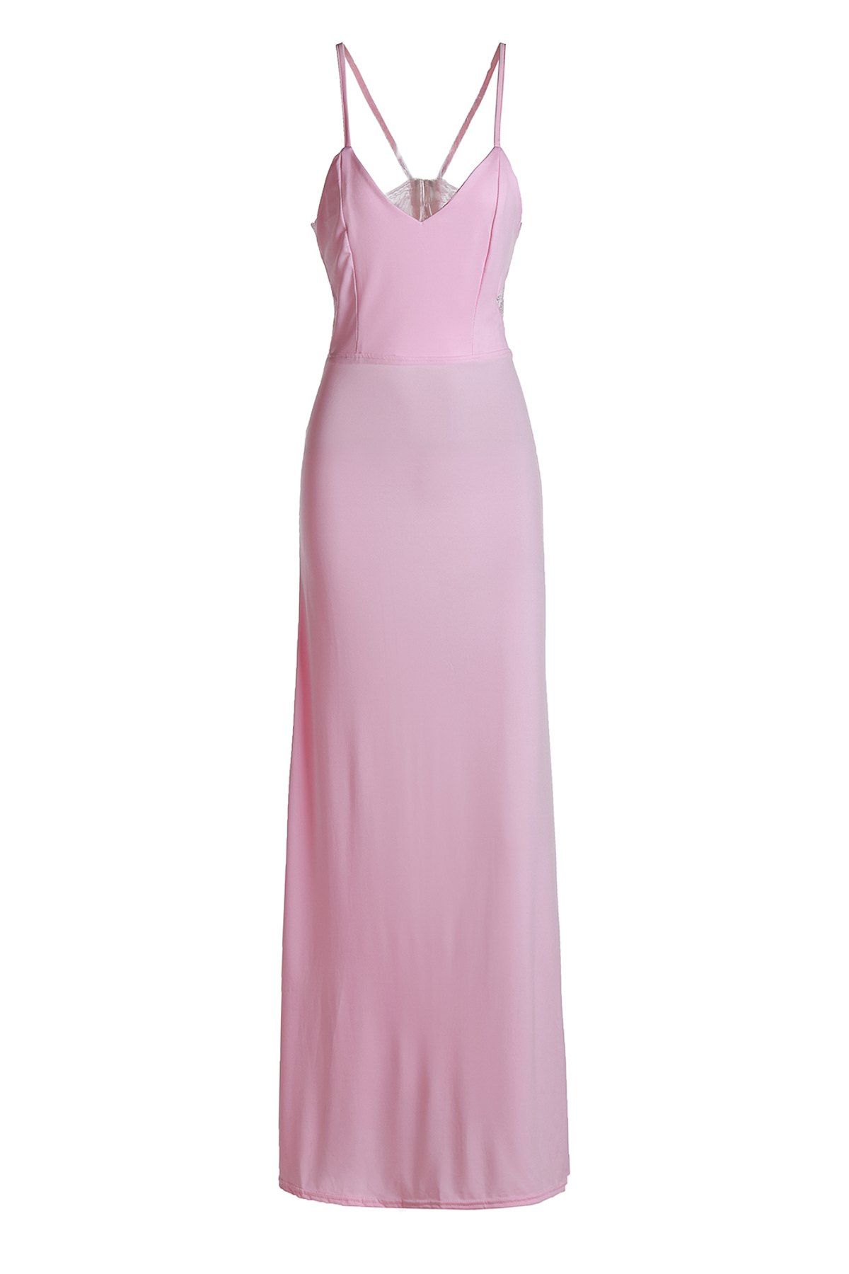 [63 Off] Sexy Spaghetti Strap Pink Lace Spliced Sleeveless Dress For Women Rosegal