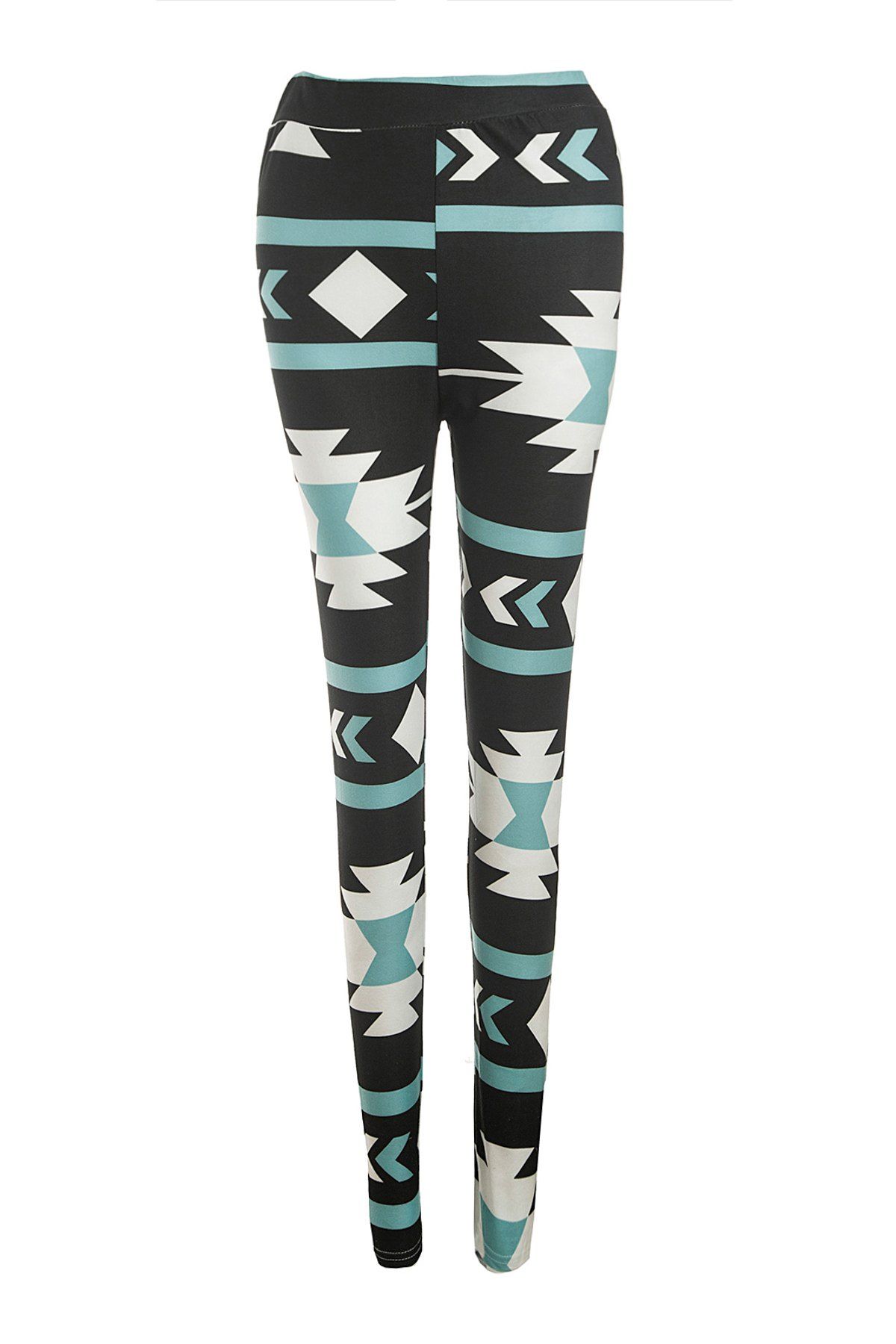 [49% OFF] Elastic Waist Geometric Printed Skinny Pants | Rosegal