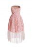 Strapless Midi Lace Sleeveless Homecoming Prom Dress -  