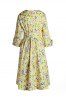 Vintage Shawl Collar 3/4 Sleeve Full Tiny Floral Print With Belt Women's Dress -  
