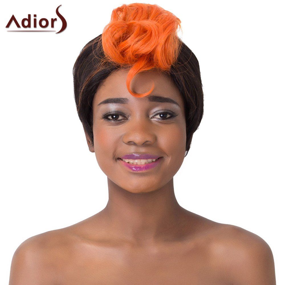 24 Off Charming Orange Highlight Short Capless Fluffy Synthetic