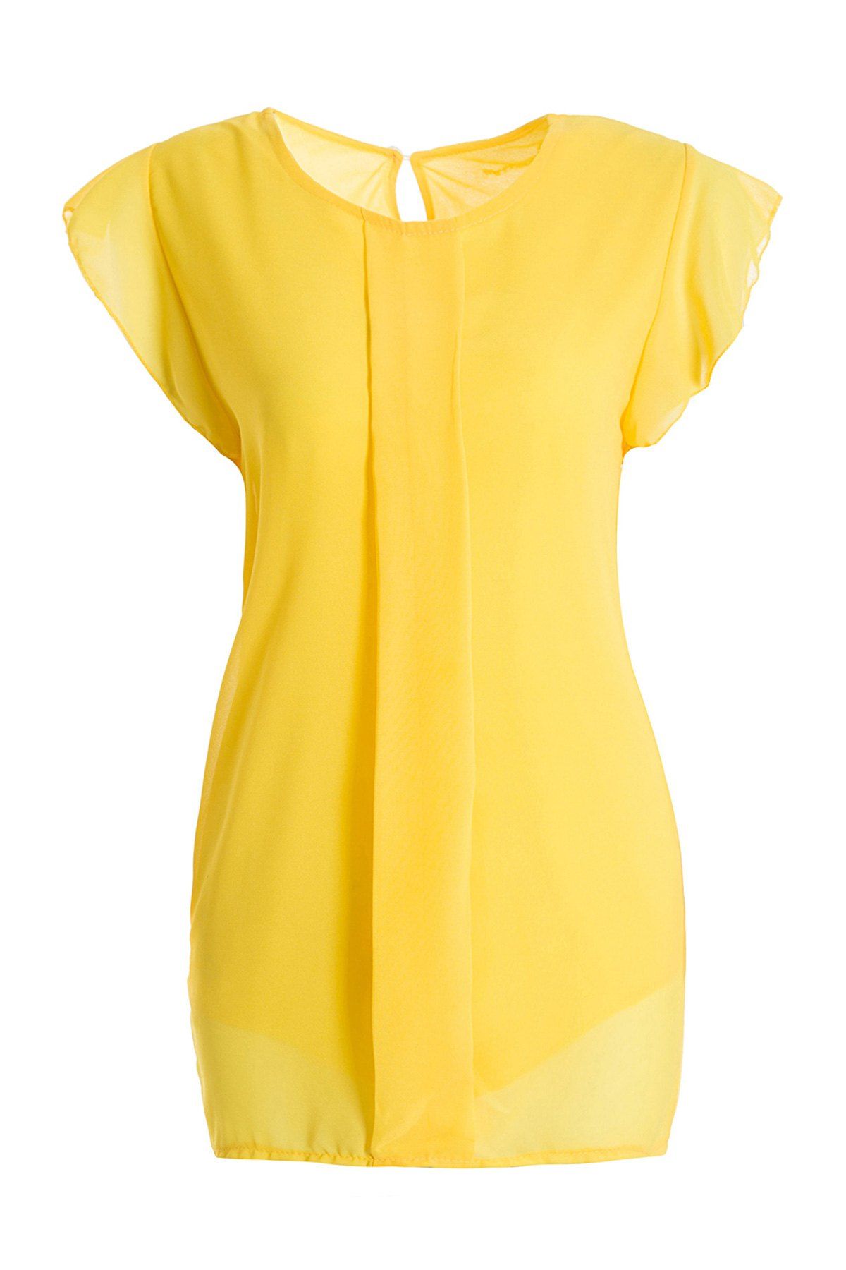 

Sweet High-Low Hem Fly Sleeve Solid Color Women's Chiffon Blouse, Yellow