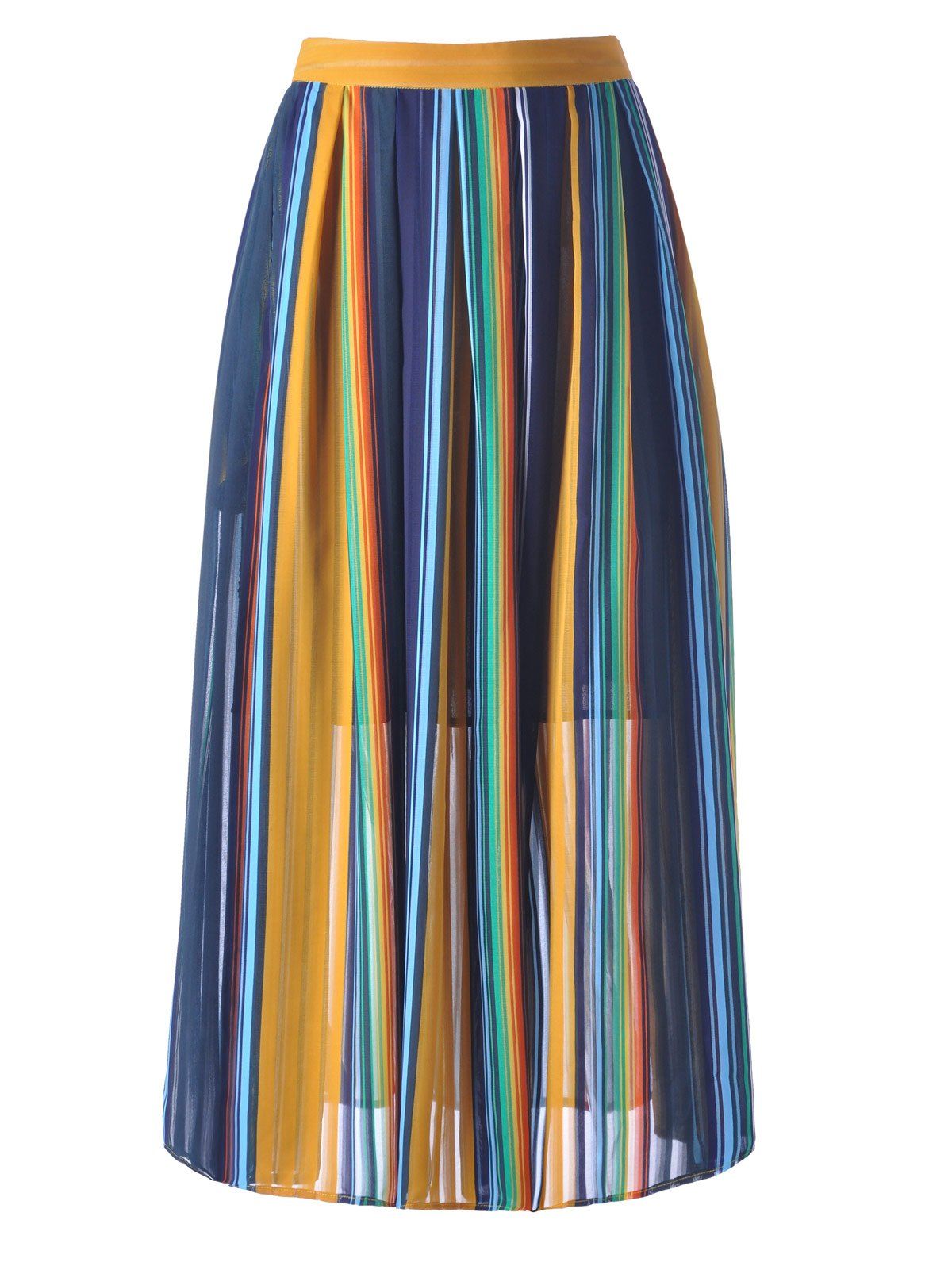 [66% OFF] Flowy Stripe High Waisted Skirt | Rosegal