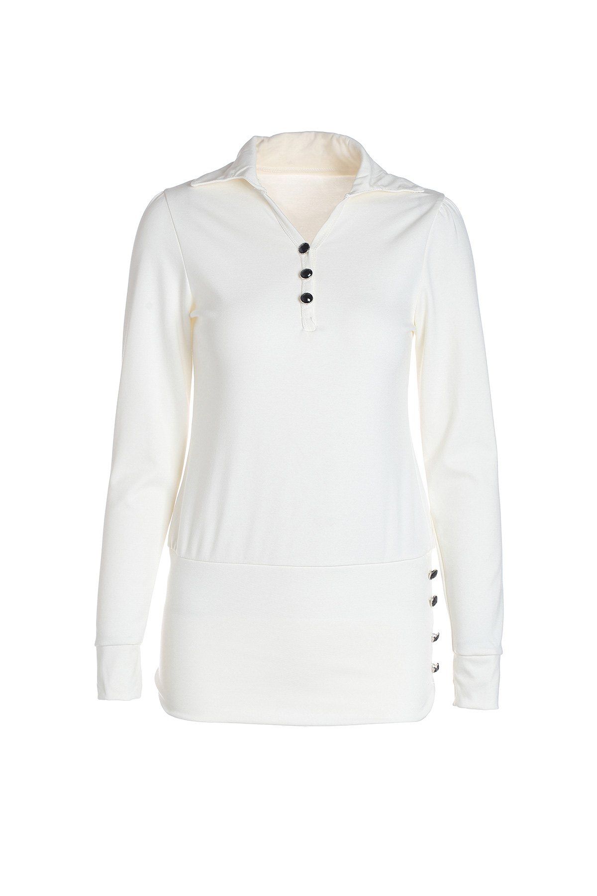 

Turndown Collar Puff Sleeve Women's Dress, White